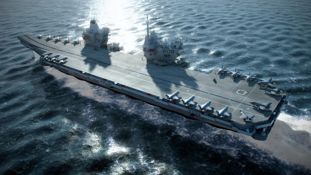 Military ship ocean helicopter shadow free wallpaper - medium preview image