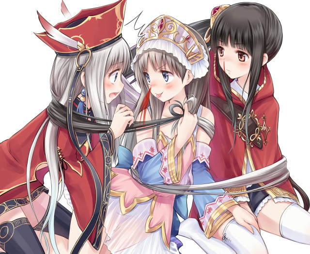 Anime characters costumes swords posing free wallpaper - medium preview image