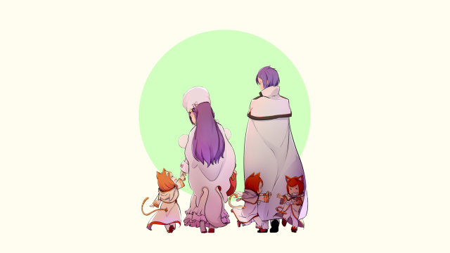 Group people green circle cat free wallpaper - medium preview image