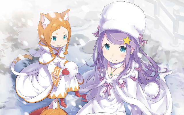 Anime characters snow cat pumpkin free wallpaper - medium preview image