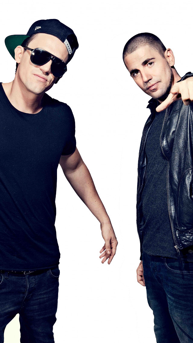 Men black shirts hats pointing free wallpaper - medium preview image