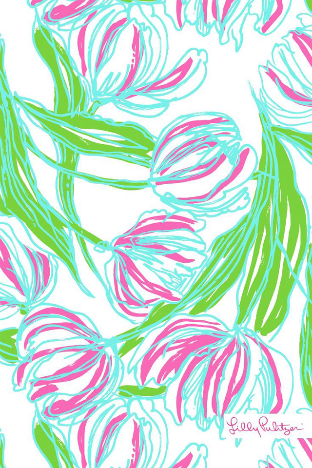 Flower drawing pink green leaves free wallpaper - medium preview image
