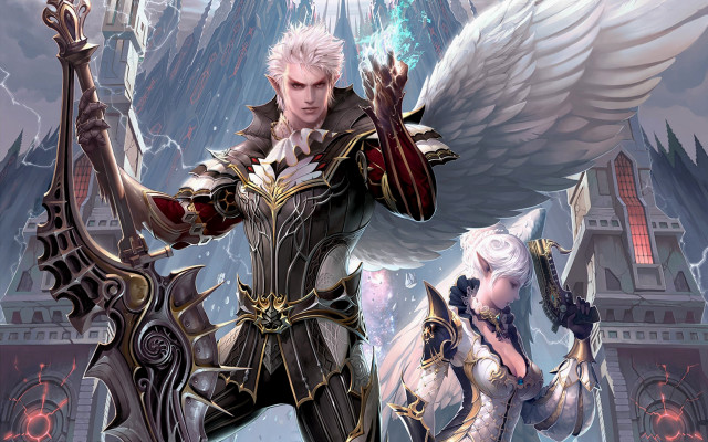 Couple people castle wings sword #2 free wallpaper - medium preview image