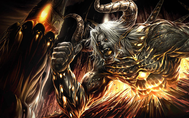 Demonic demon huge head horns free wallpaper - medium preview image