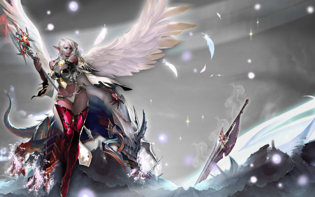 Woman wings horse sword image free wallpaper - medium preview image