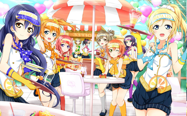 Anime girls table food umbrella #2 free wallpaper - medium preview image