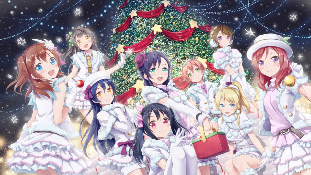 Girls white dresses christmas tree free wallpaper - medium preview image