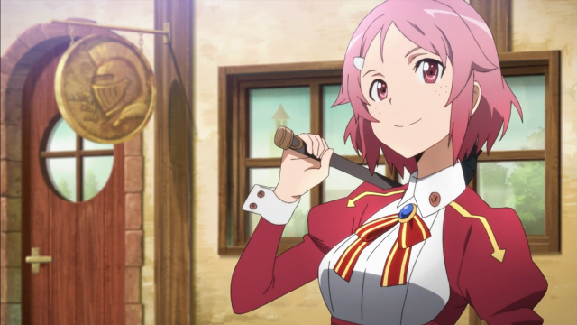 Woman red jacket sword door free wallpaper - medium preview image