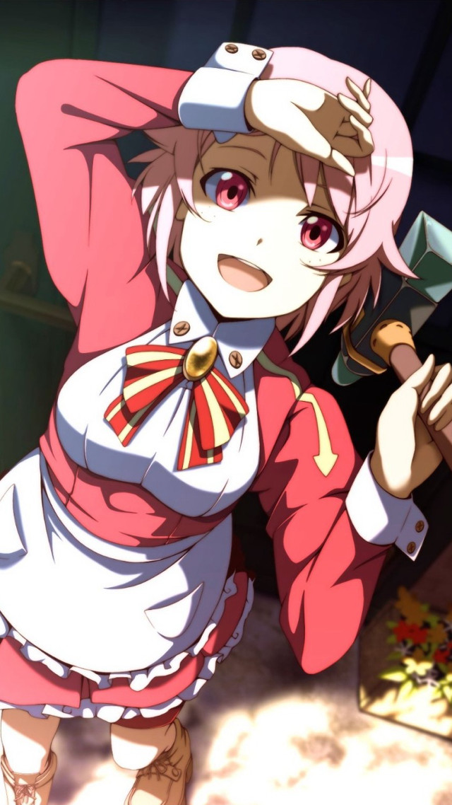 Woman pink outfit hammer knife free wallpaper - medium preview image