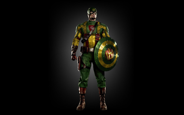 Man green yellow suit shield free wallpaper - medium preview image