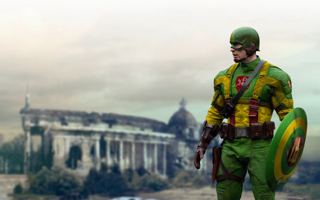 Man green yellow costume shield free wallpaper - medium preview image