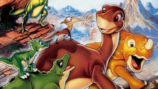 Cartoon dinosaurs frog mountain side free wallpaper - medium preview image