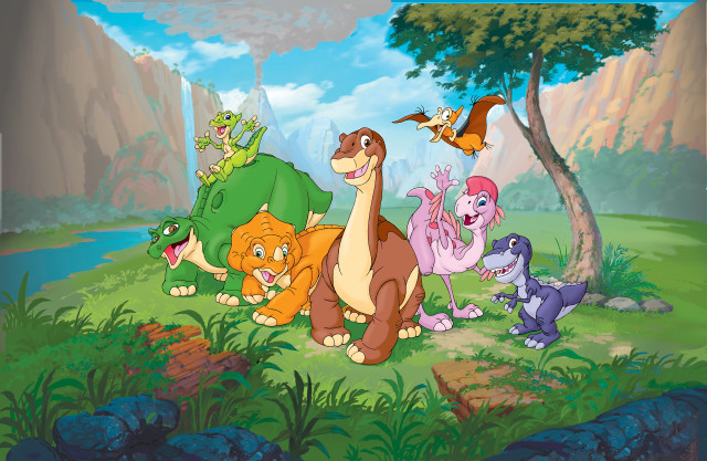 Cartoon animals forest river mountain free wallpaper - medium preview image
