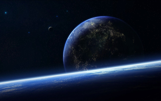 Earth view moon distance stars free wallpaper - medium preview image