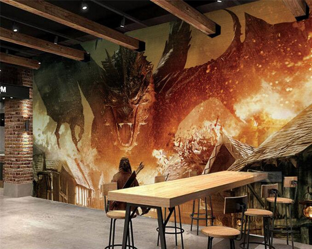 Dragon demon mural restaurant wooden free wallpaper - medium preview image