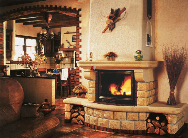 Living room fireplace couch clock free wallpaper - medium preview image