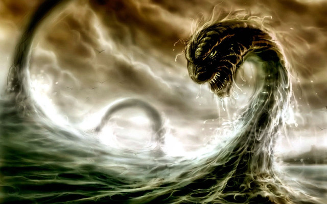 Dragon ocean wave dark sky free wallpaper - medium preview image