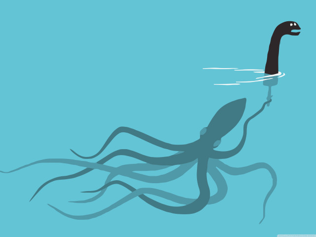 Black white octopus swimming blue #3 free wallpaper - medium preview image