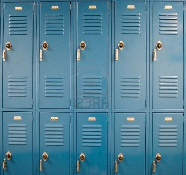 Blue lockers brass handles black free wallpaper - medium preview image