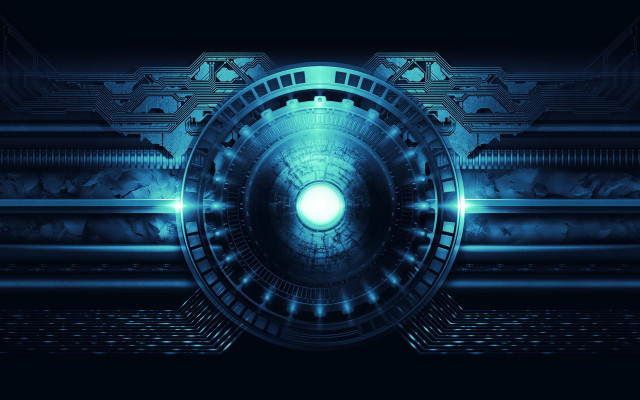 Futuristic background circular window blue free wallpaper - medium preview image