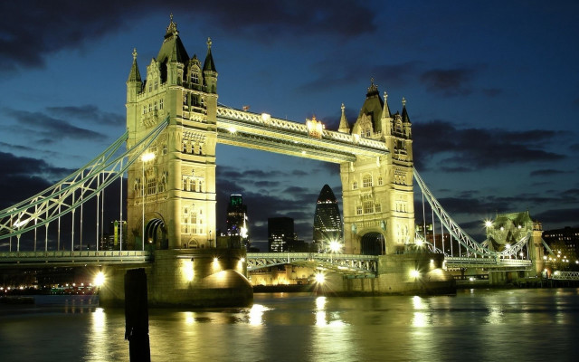 Bridge water lights night city #2 free wallpaper - medium preview image