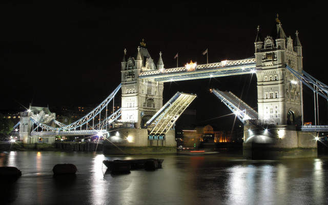 Bridge lights nighttime illumination scenery free wallpaper - medium preview image