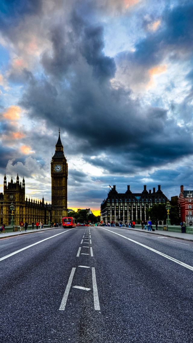 Street clock tower cloudy sky free wallpaper - medium preview image