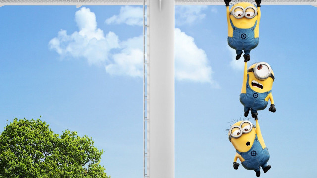 Minions hanging pole sky background free wallpaper - medium preview image