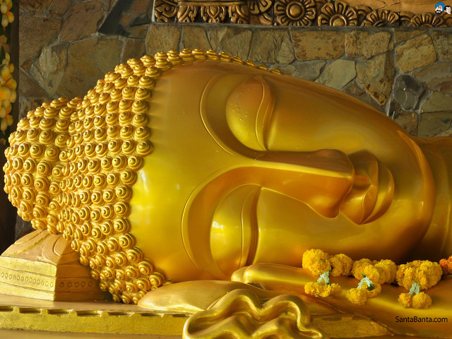 Golden buddha bronze mirror tranquil free wallpaper - medium preview image