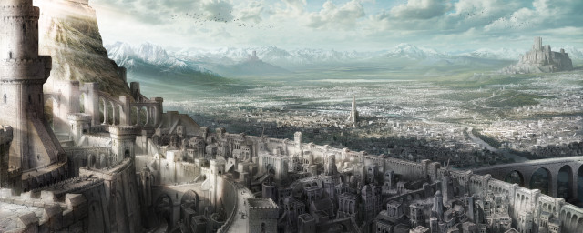 City castle sky clouds mountains free wallpaper - medium preview image