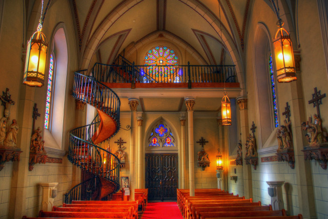 Church red carpet staircase stained free wallpaper - medium preview image