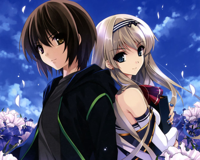 Anime characters flowers blue sky #2 free wallpaper - medium preview image