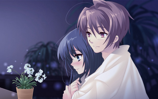 Couple hugging near plant potted #2 free wallpaper for desktop - medium preview image