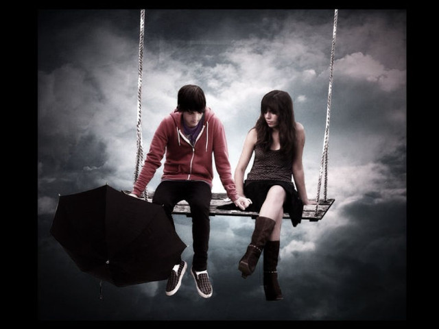 Two people swing umbrella sky #2 free wallpaper - medium preview image