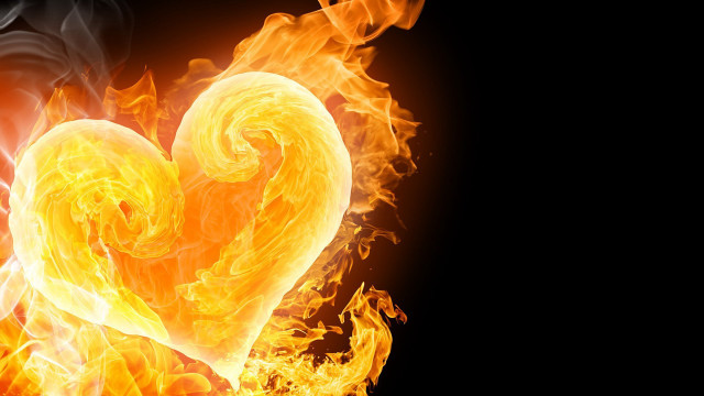 Heart shaped fire flames black free wallpaper - medium preview image