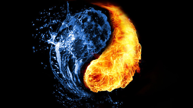 Fire water yin yang symmetry free wallpaper - medium preview image