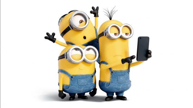 Minions arms up cellphone happy free wallpaper - medium preview image