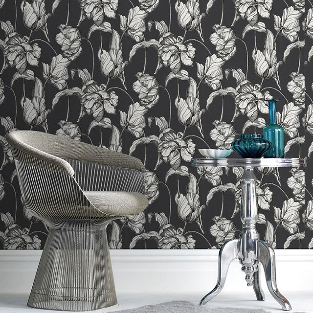 Chair table flower pattern wall free wallpaper - medium preview image