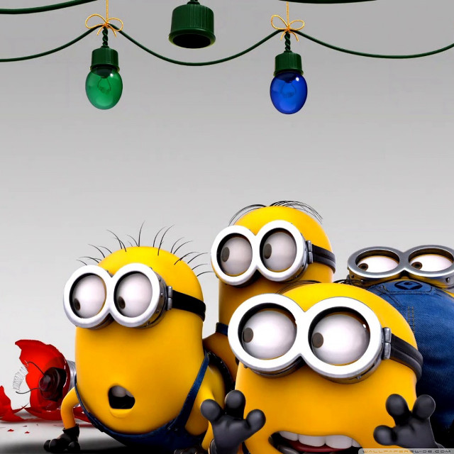 Minions hanging lights christmas tree free wallpaper - medium preview image