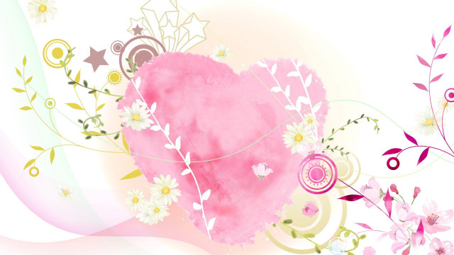 Pink heart flowers vines white free wallpaper - medium preview image