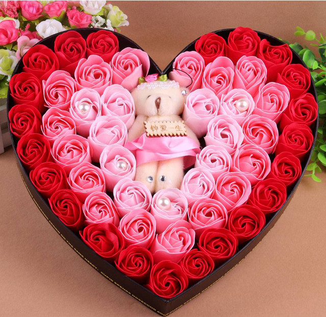 Heart shaped box roses teddy free wallpaper - medium preview image
