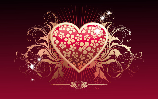 Heart floral red background gold free wallpaper - medium preview image