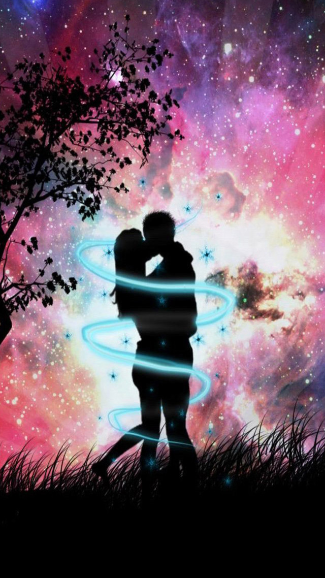 Couple kissing tree field stars #2 free wallpaper - medium preview image