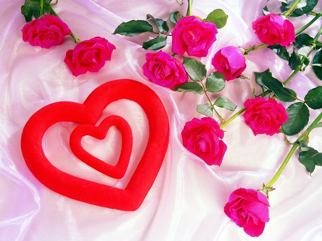 Red heart pink roses white #3 free wallpaper - medium preview image