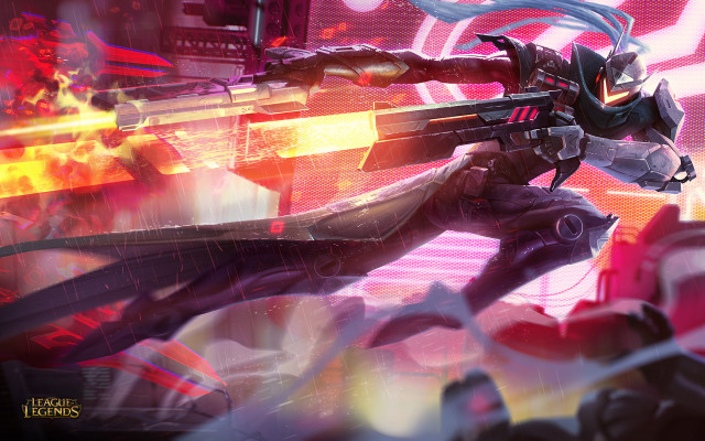 Futuristic robot gun red yellow free wallpaper - medium preview image