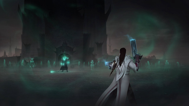 Man holding gun green lit free wallpaper - medium preview image