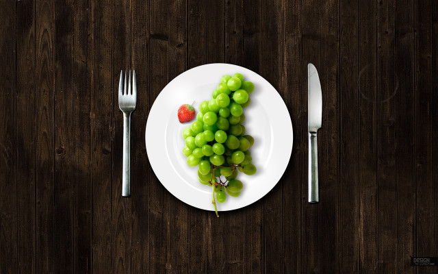 Grapes tomato plate fork knife free wallpaper - medium preview image