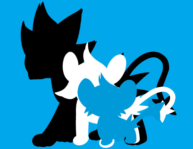 Cats blue background black white free wallpaper - medium preview image