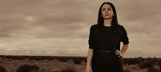 Woman desert cloudy sky landscape free wallpaper - medium preview image