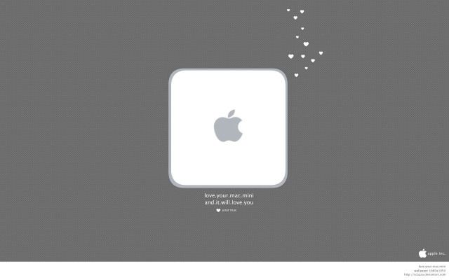White apple logo hearts flying free wallpaper - medium preview image